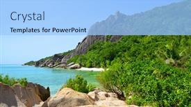  Presentation with tropical - Slides having tropical-landscape-close-to-anse background and a light blue colored foreground