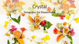  Presentation with tropical flowers - Amazing PPT layouts having tropical leaves and flower backdrop and a blonde colored foreground