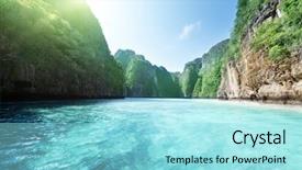  Presentation with alpha phi omega - Slide deck consisting of tropical mountain - bay at phi phi island background and a  colored foreground