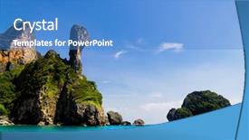  Presentation with gates of heaven - Cool new slide set with tropical mountain - blue seascape heaven horizon backdrop and a  colored foreground