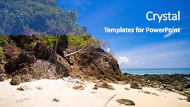  Presentation with sea - Presentation theme featuring tropical mountain - heavenly cove beautiful sea background and a cobalt blue colored foreground