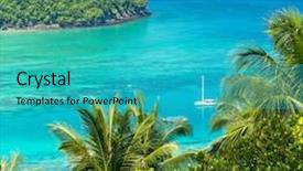  Presentation with industri palm oil - Audience pleasing slide deck consisting of tropical mountain - palm island idyllic panorama backdrop and a teal colored foreground