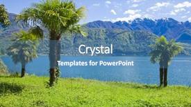  Presentation with mountain water - Presentation theme consisting of tropical mountain - palm near water background and a  colored foreground