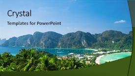  Presentation with holidays - PPT layouts having tropical mountain - scenic holidays idyllic panorama background and a  colored foreground