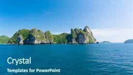  Presentation with doors to heaven - PPT layouts featuring tropical mountain - sea rocks heaven horizon background and a  colored foreground