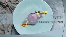  Presentation with flat - Beautiful presentation featuring tropical-mousse-desserts-flat-lay backdrop and a light blue colored foreground