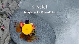  Presentation with confectionery - Amazing slide deck having tropical-mousse-desserts-flat-lay backdrop and a gray colored foreground