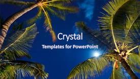  Presentation with night sky moon - Audience pleasing presentation theme consisting of tropical night sky palm trees backdrop and a navy blue colored foreground