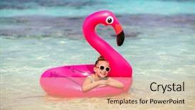  Presentation with flamingo - Presentation having adorable little girl with pink background and a lemonade colored foreground