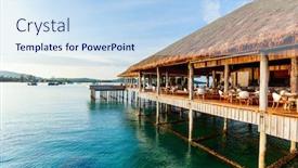  Presentation with luxury resort - Presentation theme enhanced with tropical overwater bar in a luxury resort background and a sky blue colored foreground