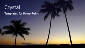  Presentation with tropical - Cool new slide deck with tropical-palm-trees-silhouette-sunset backdrop and a navy blue colored foreground