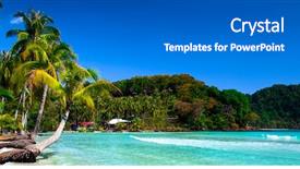  Presentation with tropical beach party - Slide deck enhanced with tropical panoramic beach background and a gray colored foreground