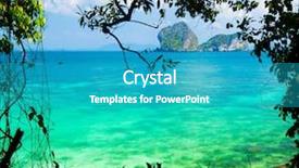  Presentation with serenity - Cool new slide deck with tropical paradise - cozy landscape serenity shore backdrop and a teal colored foreground