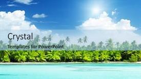  Presentation with caribbean - Slides consisting of tropical paradise - palms and beach caribbean sea background and a light blue colored foreground