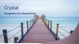  Presentation with treble clef watermark turquoise - Amazing PPT theme having tropical paradise - pier on turquoise backdrop and a sky blue colored foreground