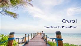  Presentation with treble clef watermark turquoise - Colorful PPT theme enhanced with tropical paradise - pier on turquoise backdrop and a sky blue colored foreground