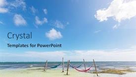  Presentation with paradise - PPT theme enhanced with tropical-paradise-beach-with-palm background and a light blue colored foreground