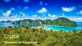  Presentation with krabi - Colorful slides enhanced with tropical paradise island resort travel backdrop and a tawny brown colored foreground