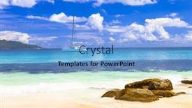  Presentation with sailboat - Cool new slides with tropical-paradise-islands-seychelles-view backdrop and a light blue colored foreground