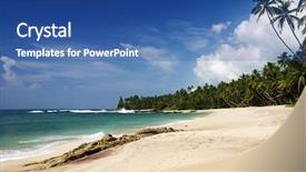  Presentation with turquoise beach - Cool new presentation theme with tropical paradise on sri lanka with palms hanging over the white beach and turquoise sea backdrop and a ocean colored foreground