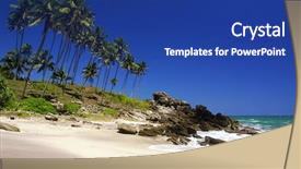  Presentation with turquoise beach - Presentation theme having tropical paradise on sri lanka with palms hanging over the white beach and turquoise sea background and a ocean colored foreground