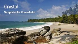  Presentation with sri lanka - Beautiful slide deck featuring tropical paradise on sri lanka with palms hanging over the white and red beach turquoise sea and boulders in the front backdrop and a ocean colored foreground
