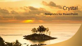  Presentation with paradise - Presentation design having tropical paradise over water background and a yellow colored foreground