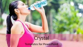  Presentation with water park - Beautiful slide deck featuring tropical park drinking water backdrop and a coral colored foreground