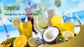  Presentation with alcohol - Presentation having tropical party - cocktails alcohol drinks set background and a  colored foreground