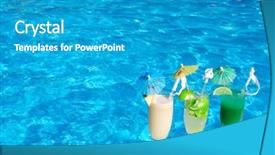  Presentation with swimming - PPT layouts having tropical party - cocktails near the swimming pool background and a teal colored foreground