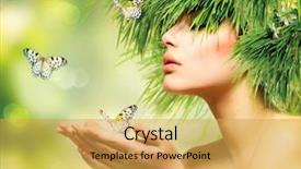  Presentation with spring nature grass - PPT layouts featuring tropical party - spring woman beauty summer girl background and a yellow colored foreground