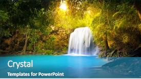  Presentation with shining forest - Audience pleasing slides consisting of forest with majestic waterfall falling backdrop and a teal colored foreground