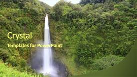 Presentation with hawaii - Colorful presentation theme enhanced with waterfall - akaka falls hawaii big backdrop and a tawny brown colored foreground
