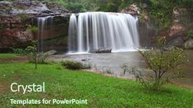  Presentation with tropical rainforest - Slide deck enhanced with tropical rainforest waterfall in forest national park of thailand background and a tawny brown colored foreground