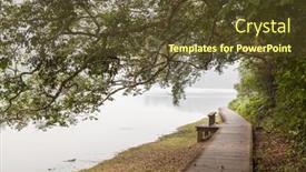  Presentation with tropical rainforest - Audience pleasing theme consisting of tropical rainforest wide angle shot backdrop and a tawny brown colored foreground