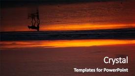  Presentation with goa beach - Cool new presentation theme with tropical red sunset with horizon backdrop and a tawny brown colored foreground