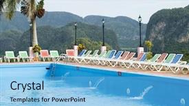  Presentation with cuba - Beautiful theme featuring tropical resort - hotel pool backdrop and a  colored foreground