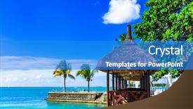  Presentation with luxury resort - Amazing presentation theme having tropical resort mauritius island beachside backdrop and a teal colored foreground