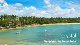  Presentation with island resort - Slides having tropical-resort-on-the-indian background and a teal colored foreground
