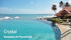  Presentation with resort - Theme consisting of tropical resort poolside with beautiful background and a teal colored foreground