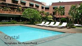  Presentation with chairs - Slides with tropical-resort-poolside-with-deck background and a arctic colored foreground