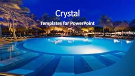  Presentation with tropical wedding anniversary - Presentation design featuring tropical resort with swimming pool background and a royal blue colored foreground