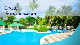  Presentation with resort - PPT theme enhanced with tropical resort background and a sky blue colored foreground