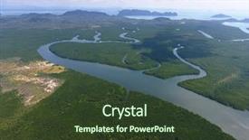  Presentation with strait - PPT theme having tropical river - aerial photo of estuaries background and a tawny brown colored foreground