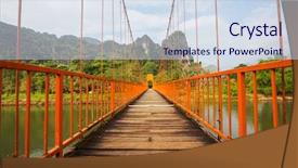  Presentation with bridge - Amazing slides having tropical river - bridge in vang vieng laos backdrop and a sky blue colored foreground