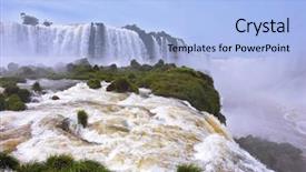  Presentation with falls - Slide deck having tropical river - grand iguazu falls background and a light blue colored foreground