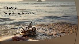  Presentation with rocky - Theme featuring beach with old vintage sundial background and a mint green colored foreground
