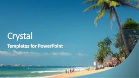  Presentation with palm beach - Audience pleasing PPT theme consisting of tropical sandy beach with palm trees hikkaduwa sri lanka backdrop and a teal colored foreground