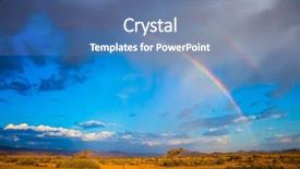  Presentation with rainbow over road - Colorful slide set enhanced with tropical savannah - magnificent rainbow crosses the sky backdrop and a teal colored foreground