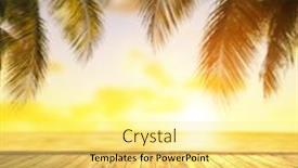  Presentation with coconut palm tree - Slide deck enhanced with tropical-sea-and-leaves background and a blonde colored foreground